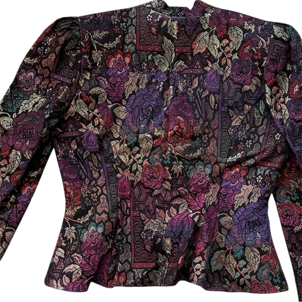NU-MODE Vintage Puff Sleeve Peplum Brocade Blazer - Picture 5 of 17